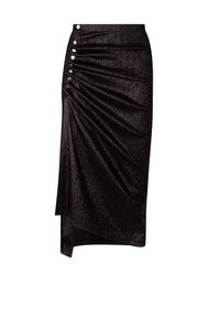 Jupe mi-longue fendue scintillante - Black