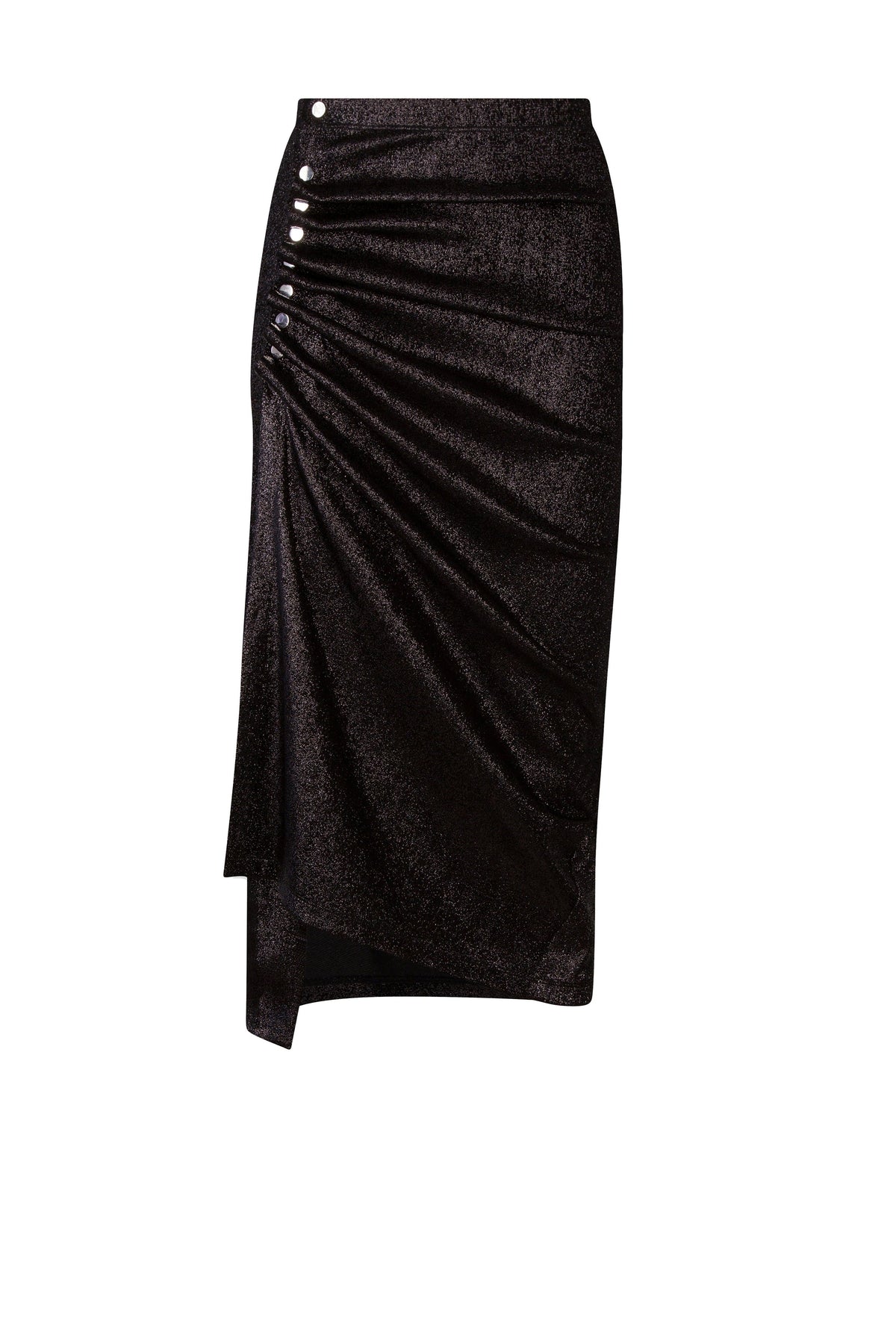 Jupe mi-longue fendue scintillante - Black
