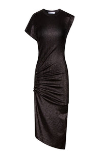 Glittering draped midi-length dress - Black