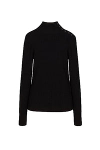 Pull col montant en laine - Black
