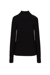 Pull col montant en laine - Black