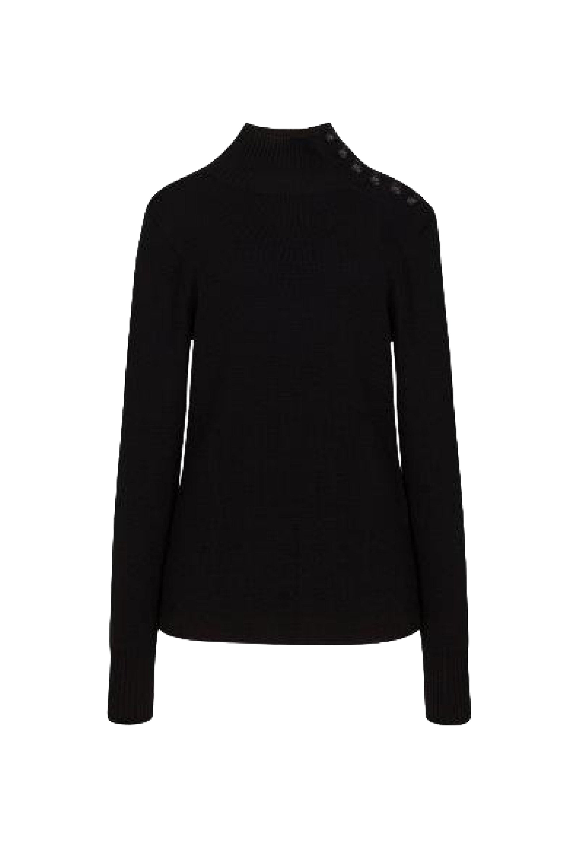 Pull col montant en laine - Black