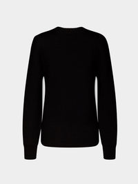 Pull col roulé avec détails boutonnés en laine - Black