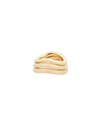 Trio de bagues Wave laquées en vermeil - Beige