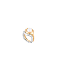 Eclipse ring Pearl in vermeil & silver - Gold & silver