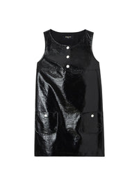 Short cotton vinyl dress - Black