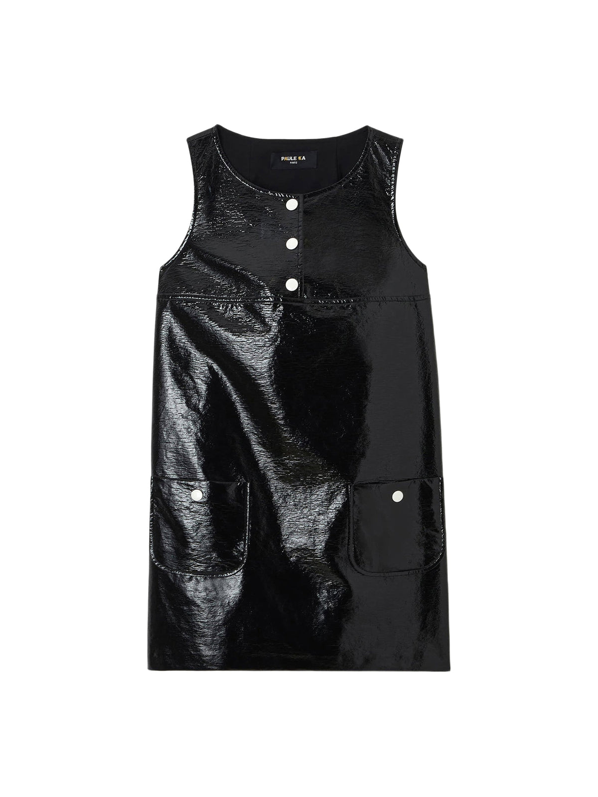 Short cotton vinyl dress - Black