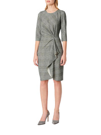 Mid-length woollen dress - Black & Off-white