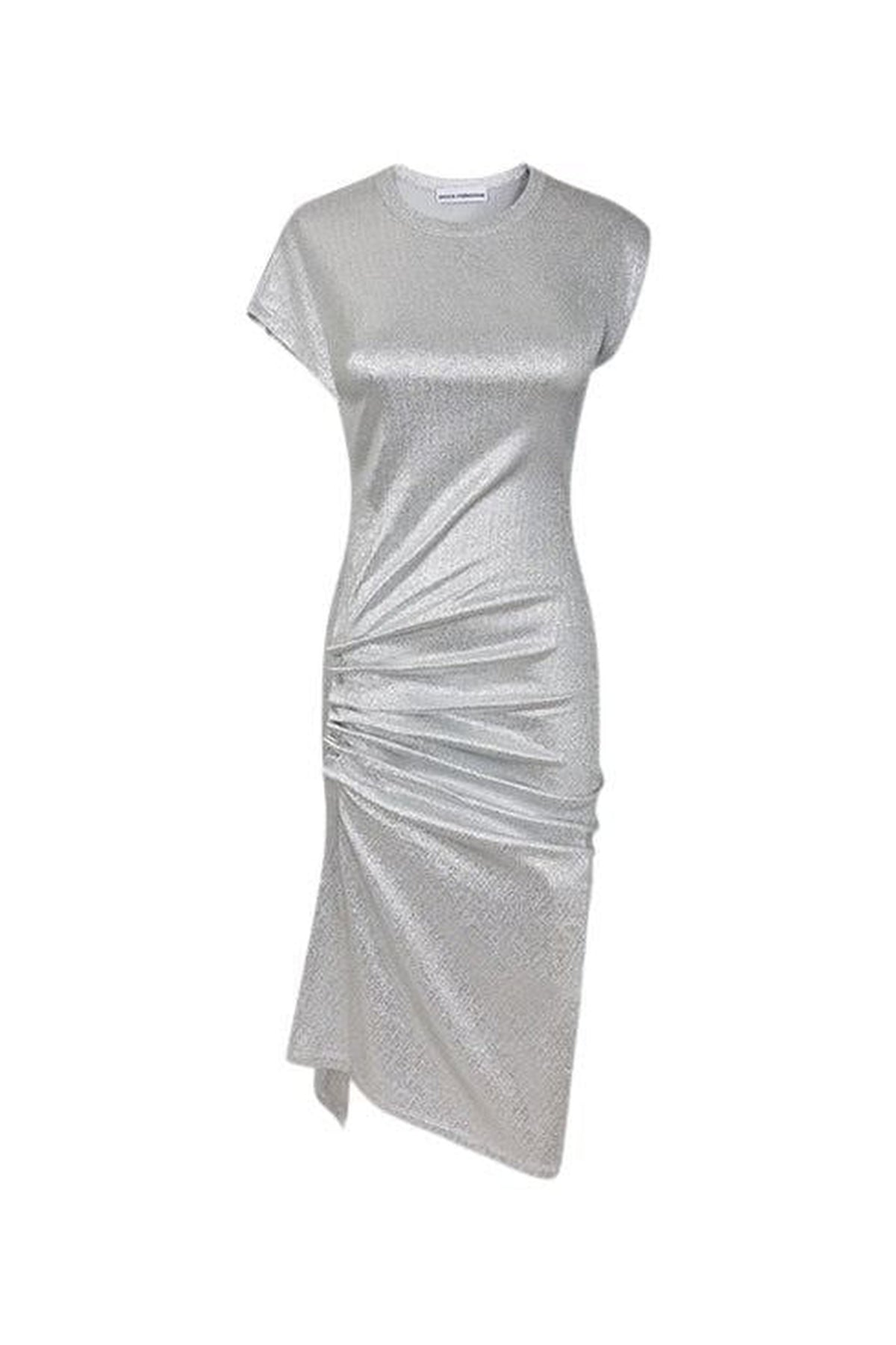 Silver drapé pression dress in lurex