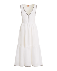 Robe midi à col V - White