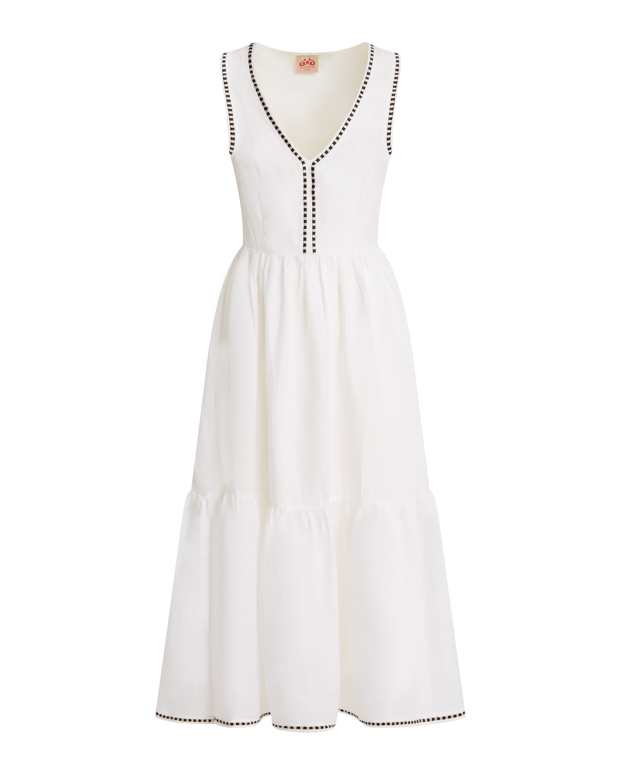 Robe midi à col V - White