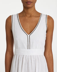 Robe midi à col V - White