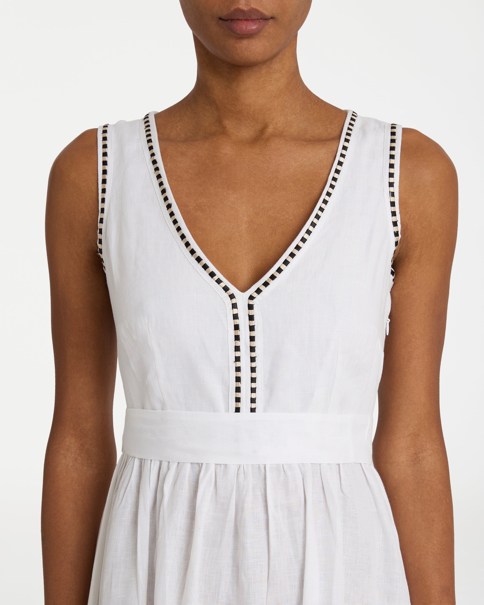 Robe midi à col V - White