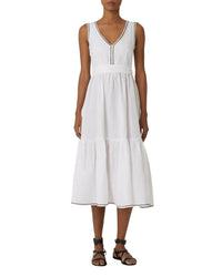 Robe midi à col V - White