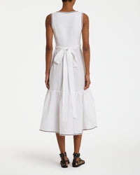 Robe midi à col V - White
