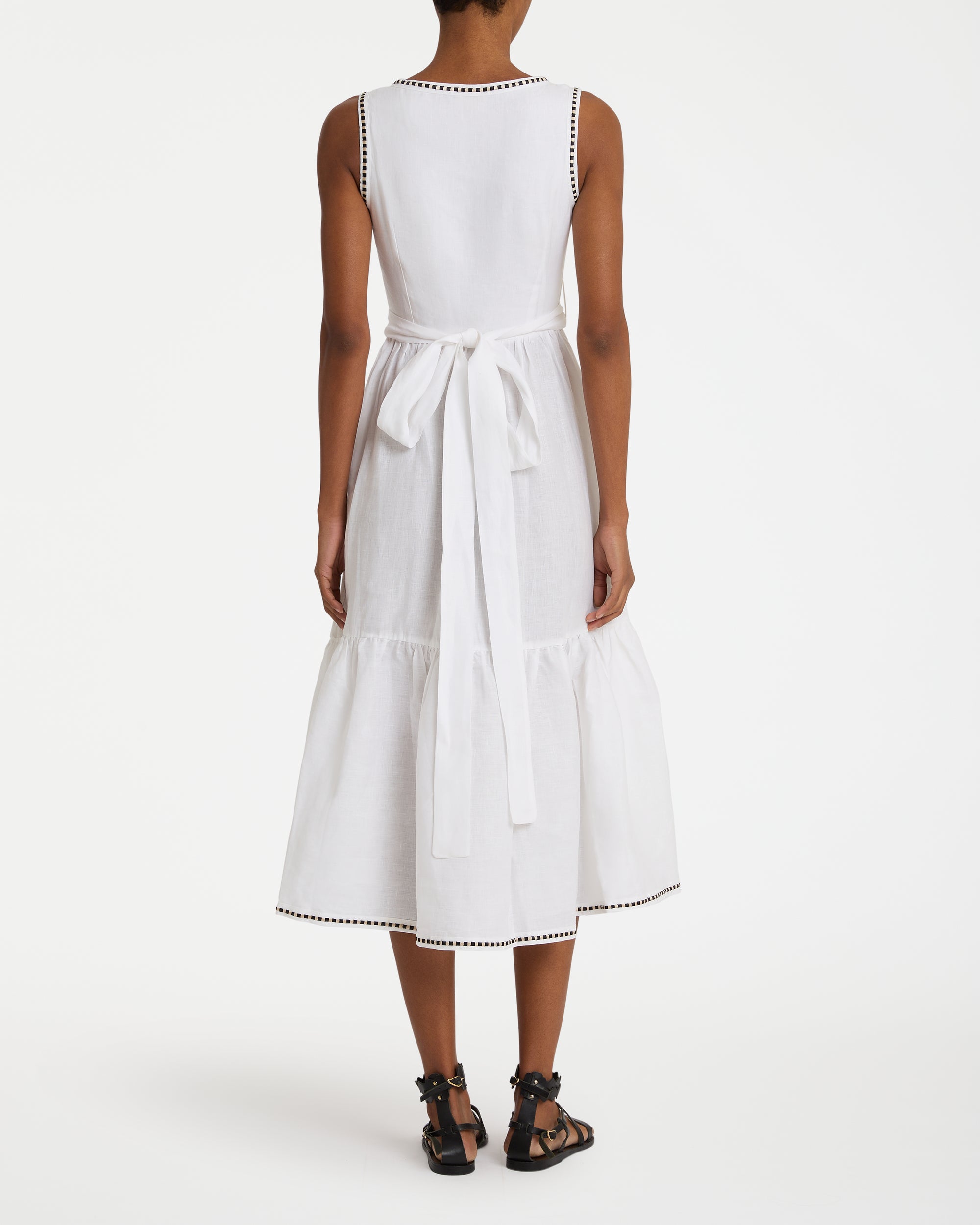 Robe midi à col V - White