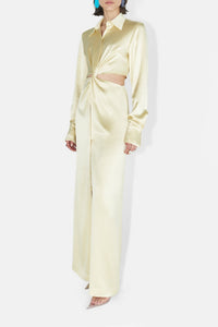Robe longue chemise Liquid en satin - Buttermilk
