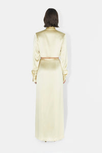 Robe longue chemise Liquid en satin - Buttermilk