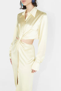 Robe longue chemise Liquid en satin - Buttermilk