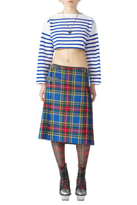 Unisex short cotton sailor top - White & Navy