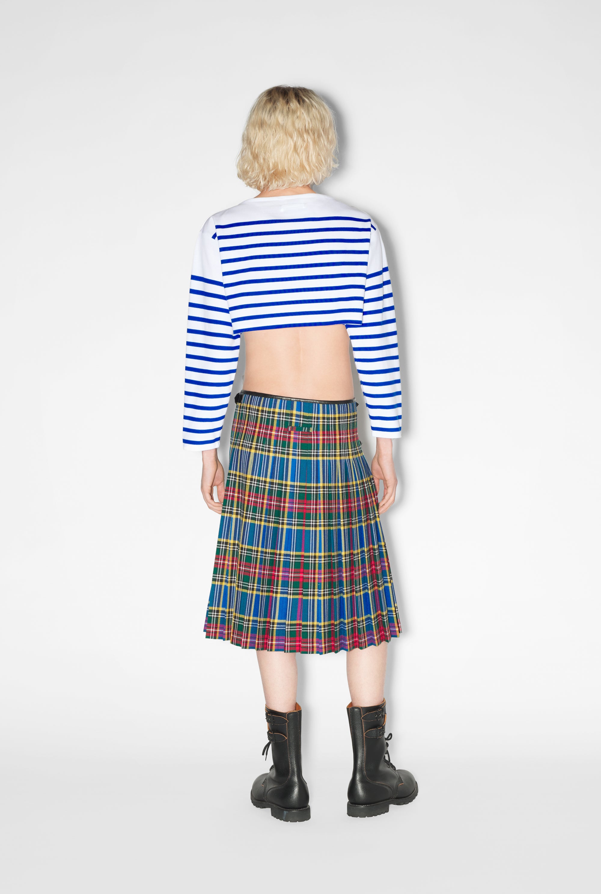 Unisex short cotton sailor top - White & Navy