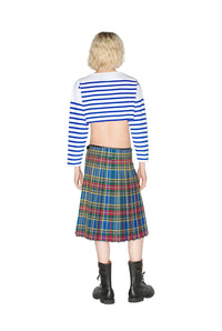 Unisex cropped sailor-style T-shirt - White & Navy