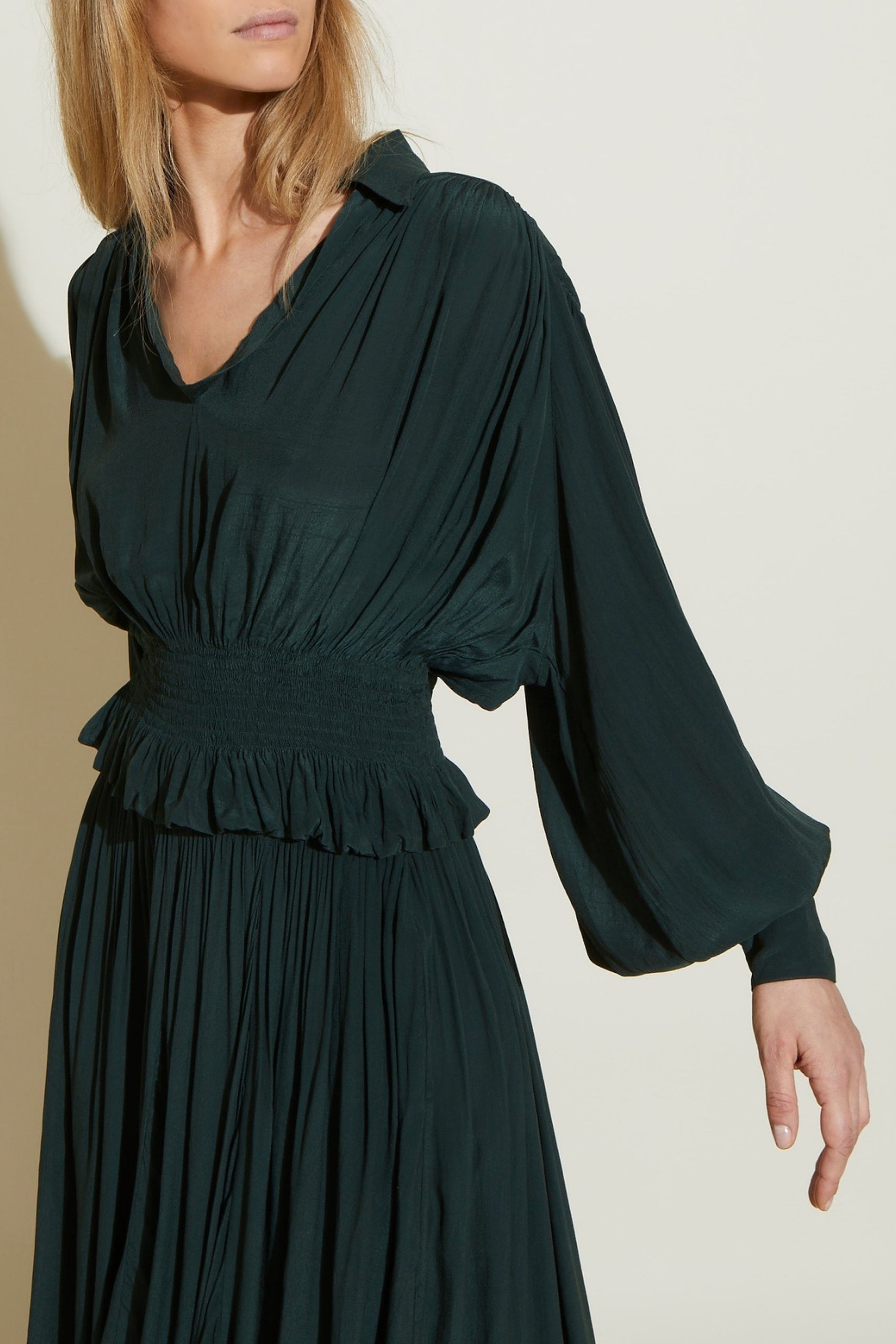 Blouse fluide à manches bouffantes - Brown