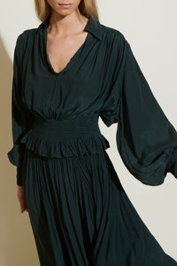 Blouse fluide à manches bouffantes - Brown