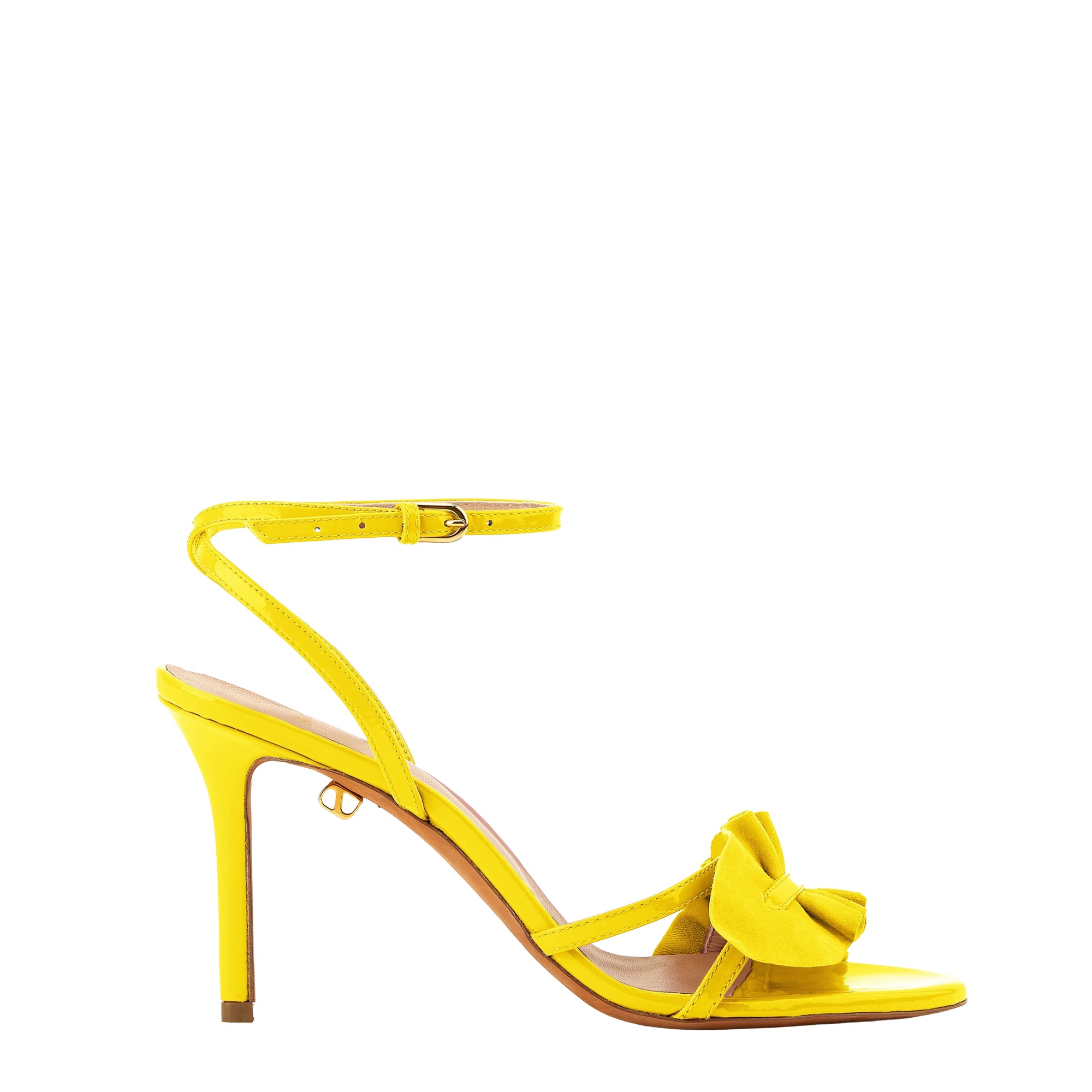 7qty NEW / Sandales Almudena 90 en cuir suédé et cuir verni - Yellow