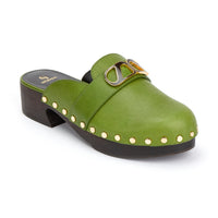 4qty DÉJÀ VU 220€ / Sabots Heidi cloutés 40 en cuir - Green