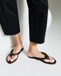 11qty NEW / Tongs Milan matelassées en cuir - Black