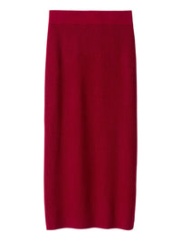 Ribbed cashmere skirt - Red