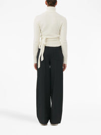 Pantalon large à taille haute en rayé - Black
