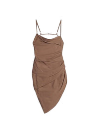 120€ / 0 sold //3 QTY / ST0%   Robe courte Saudade à fente drapée - Brown