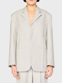 220€ / 10 sold //20 QTY / ST50%   Blazer structuré boutonné - Light Grey