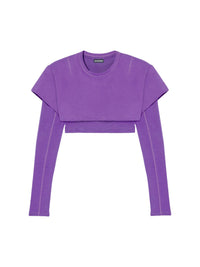 T-shirt court à sûrpiqures - Purple