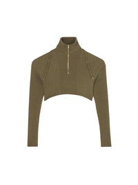 Pull court Bormio en maille - Khaki