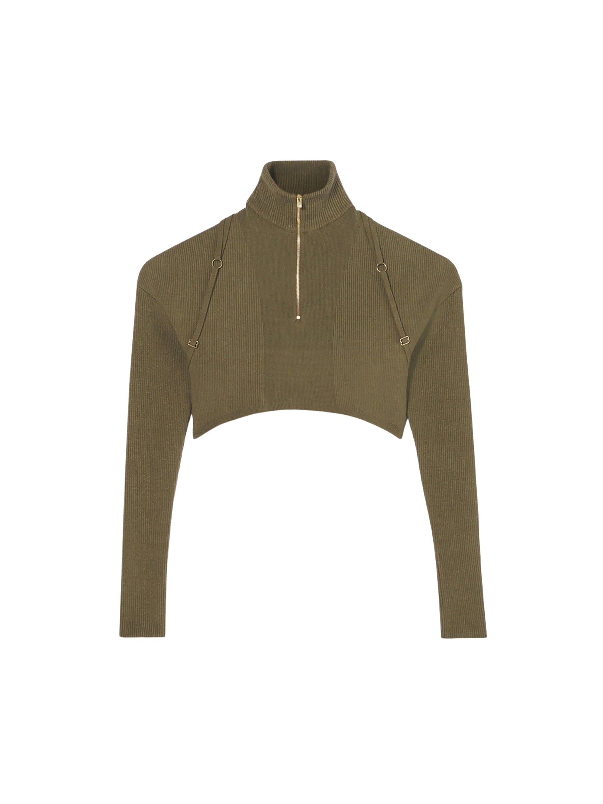Pull court Bormio en maille - Khaki
