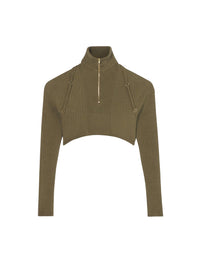 Pull court Bormio en maille - Khaki