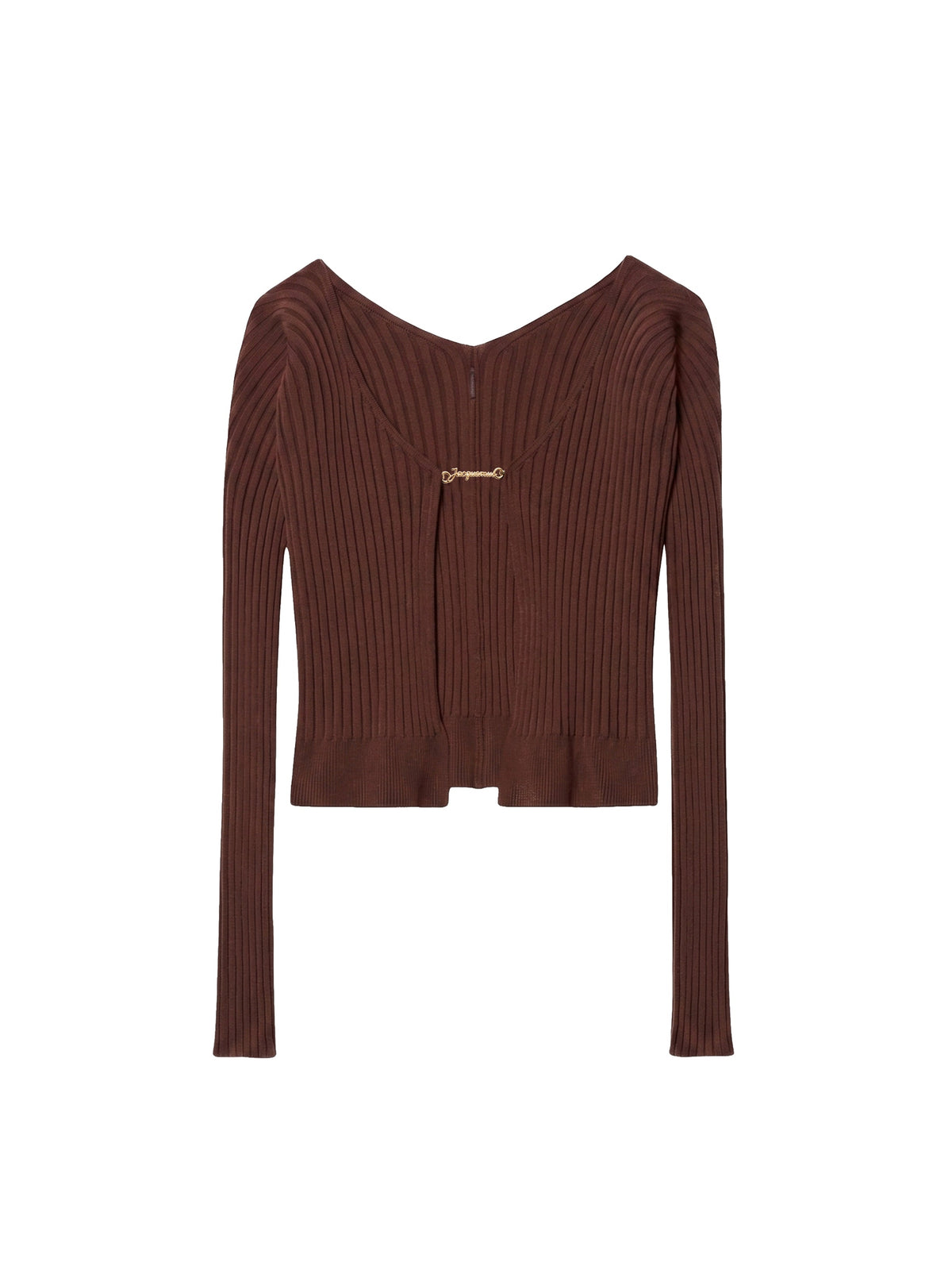Cardigan en maille Pralu à manches longues - Dark Brown