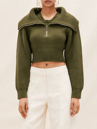 Haut Risoul en laine - Khaki
