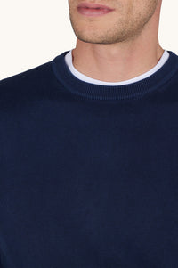 Pull à col rond - Bleu damier