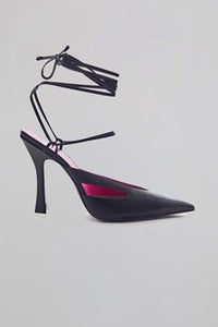 Mule "Anais" 105mm con allacciatura alla caviglia - Black
