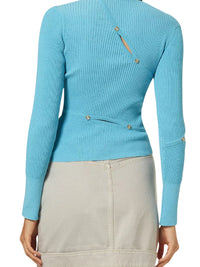 Cardigan Tordu décolleté - Turquoise