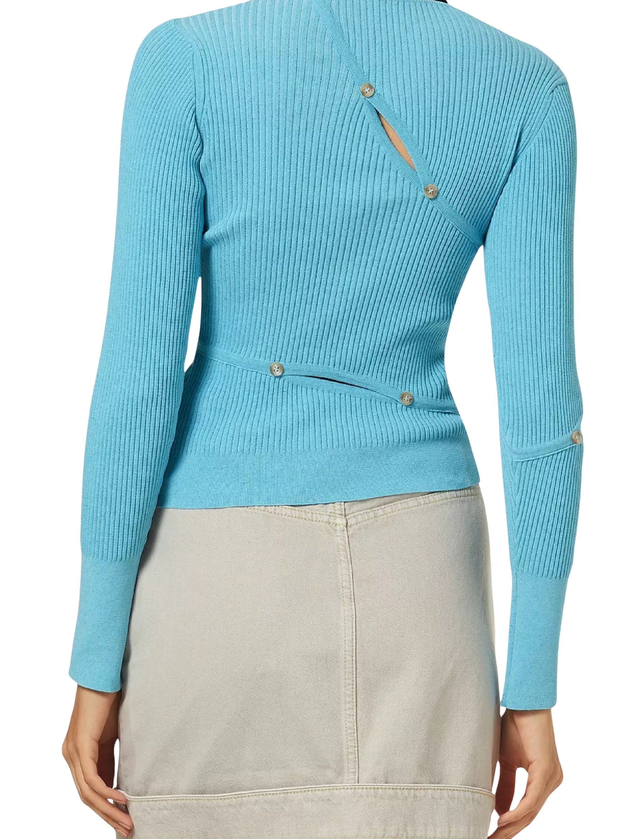 Cardigan Tordu décolleté - Turquoise