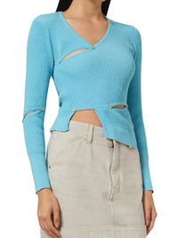 Cardigan Tordu décolleté - Turquoise