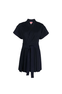 Mini robe kimono en laine vierge - Midnight Blue