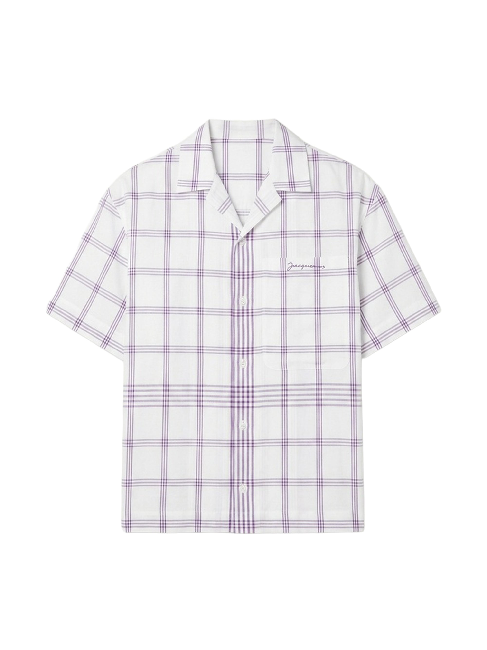 Chemise Jean à manches courtes - White & Purple Squares