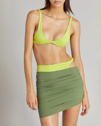Jupe froncée en lycra mat - Military Green