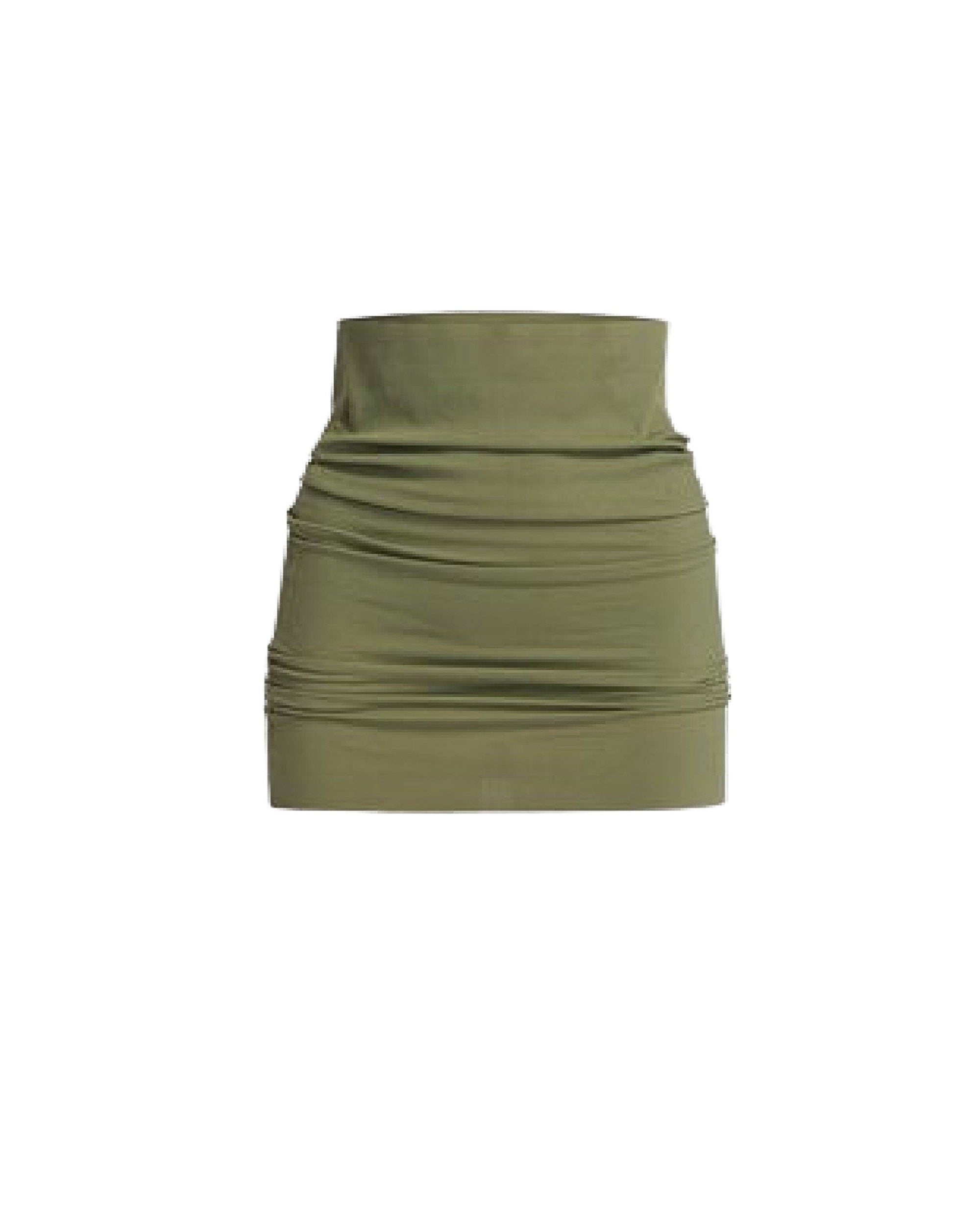 Jupe froncée en lycra mat - Military Green
